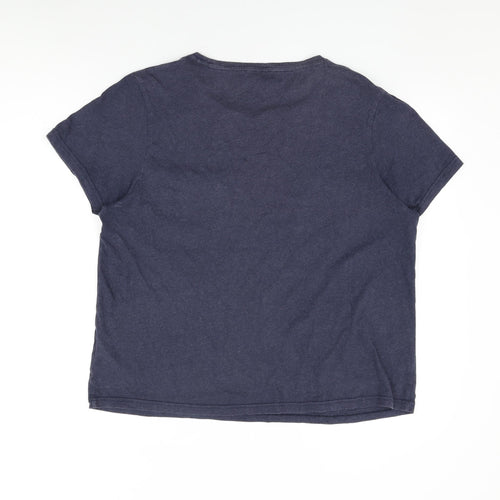 Marks and Spencer Womens Blue Cotton Basic T-Shirt Size 16 Round Neck