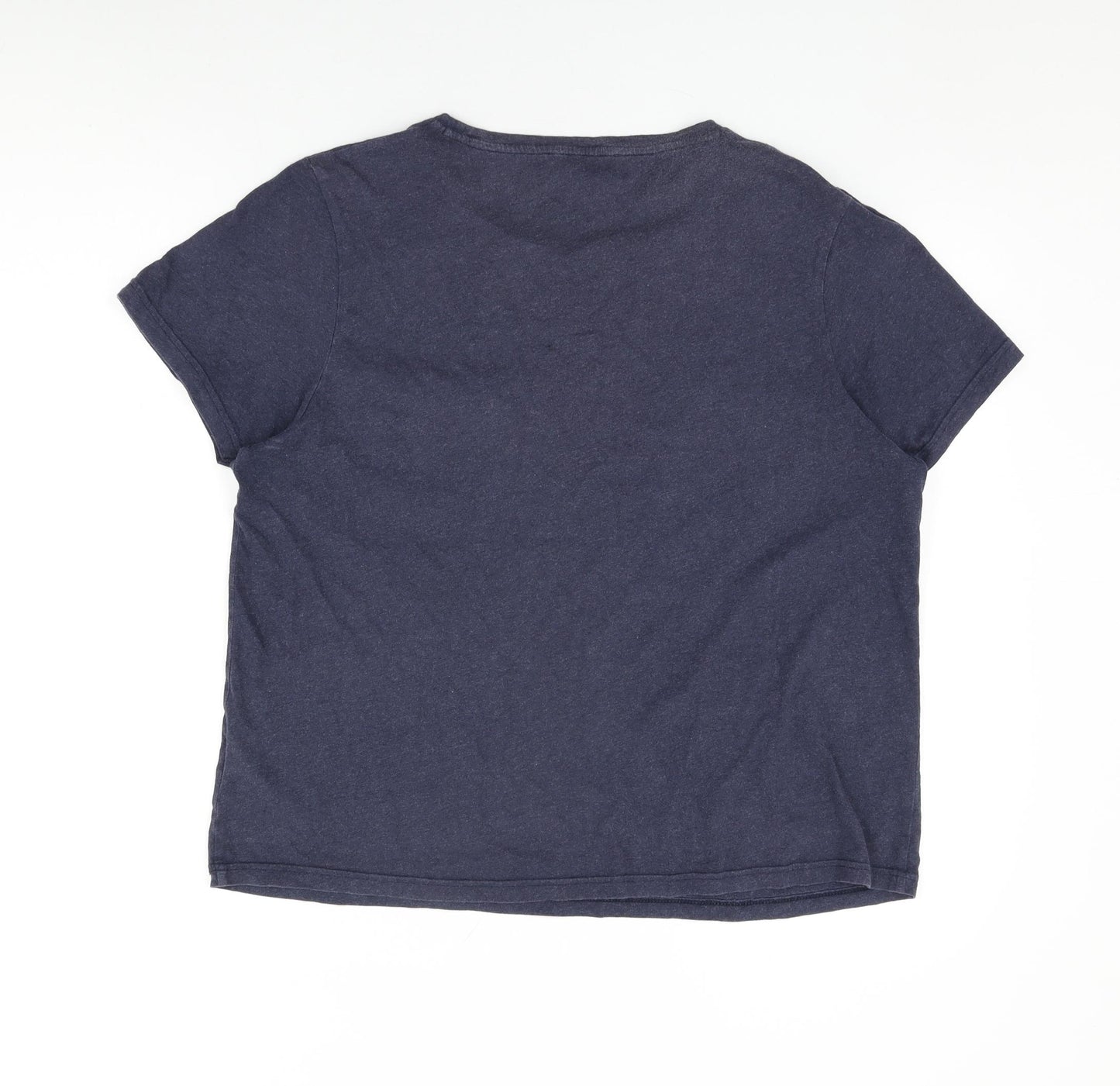 Marks and Spencer Womens Blue Cotton Basic T-Shirt Size 16 Round Neck