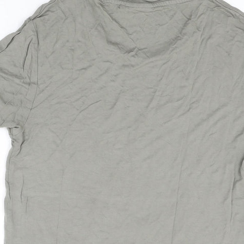 ASOS Womens Green Viscose Basic T-Shirt Size 2XS Round Neck - Snake and Floral Print