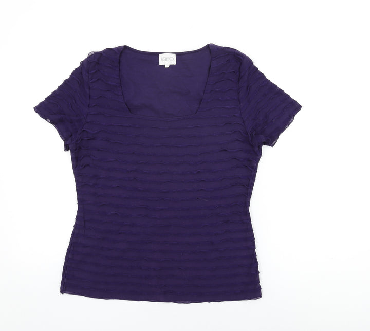 Kaliko Womens Purple Cotton Basic T-Shirt Size 14 Square Neck