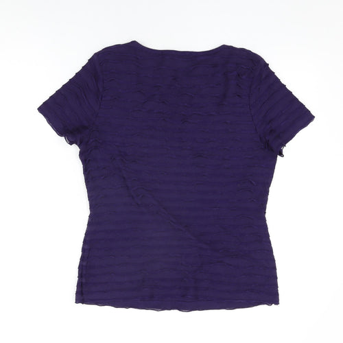 Kaliko Womens Purple Cotton Basic T-Shirt Size 14 Square Neck
