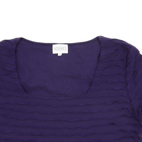 Kaliko Womens Purple Cotton Basic T-Shirt Size 14 Square Neck