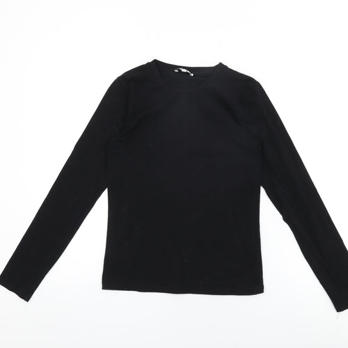 Warehouse Womens Black Cotton Basic T-Shirt Size 8 Round Neck