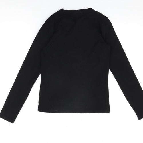 Warehouse Womens Black Cotton Basic T-Shirt Size 8 Round Neck