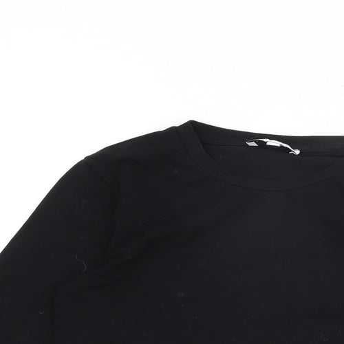 Warehouse Womens Black Cotton Basic T-Shirt Size 8 Round Neck