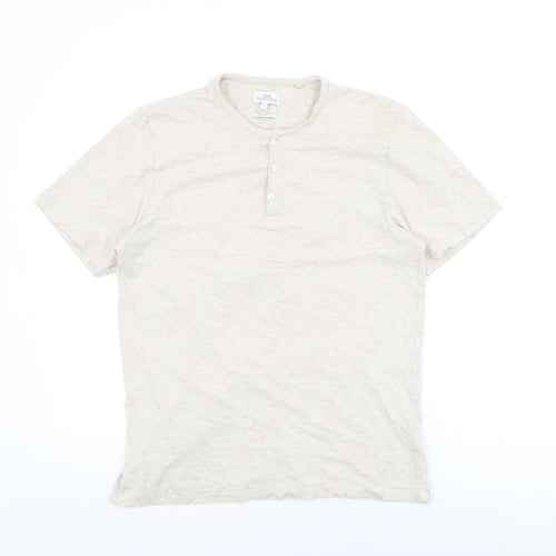 NEXT Mens Beige Cotton T-Shirt Size M Round Neck