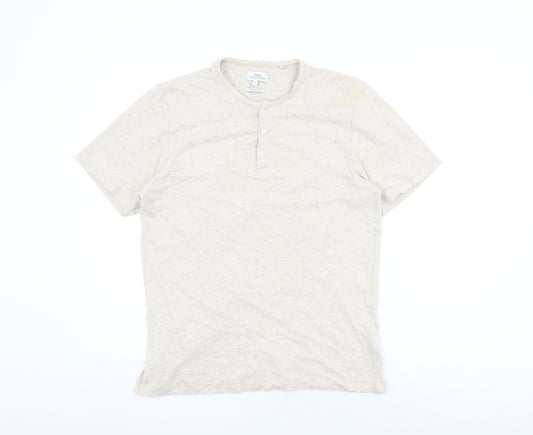 NEXT Mens Beige Cotton T-Shirt Size M Round Neck