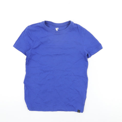 Very Boys Blue Cotton Basic T-Shirt Size 9 Years Round Neck Pullover