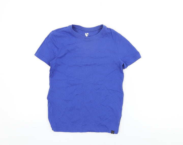 Very Boys Blue Cotton Basic T-Shirt Size 9 Years Round Neck Pullover
