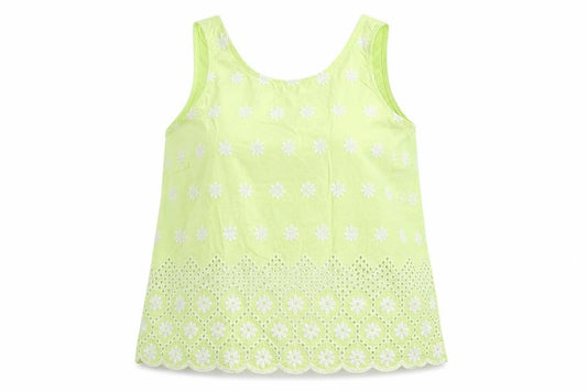 Front view of Next women’s green floral cotton basic t-shirt, size UK 14, round neck