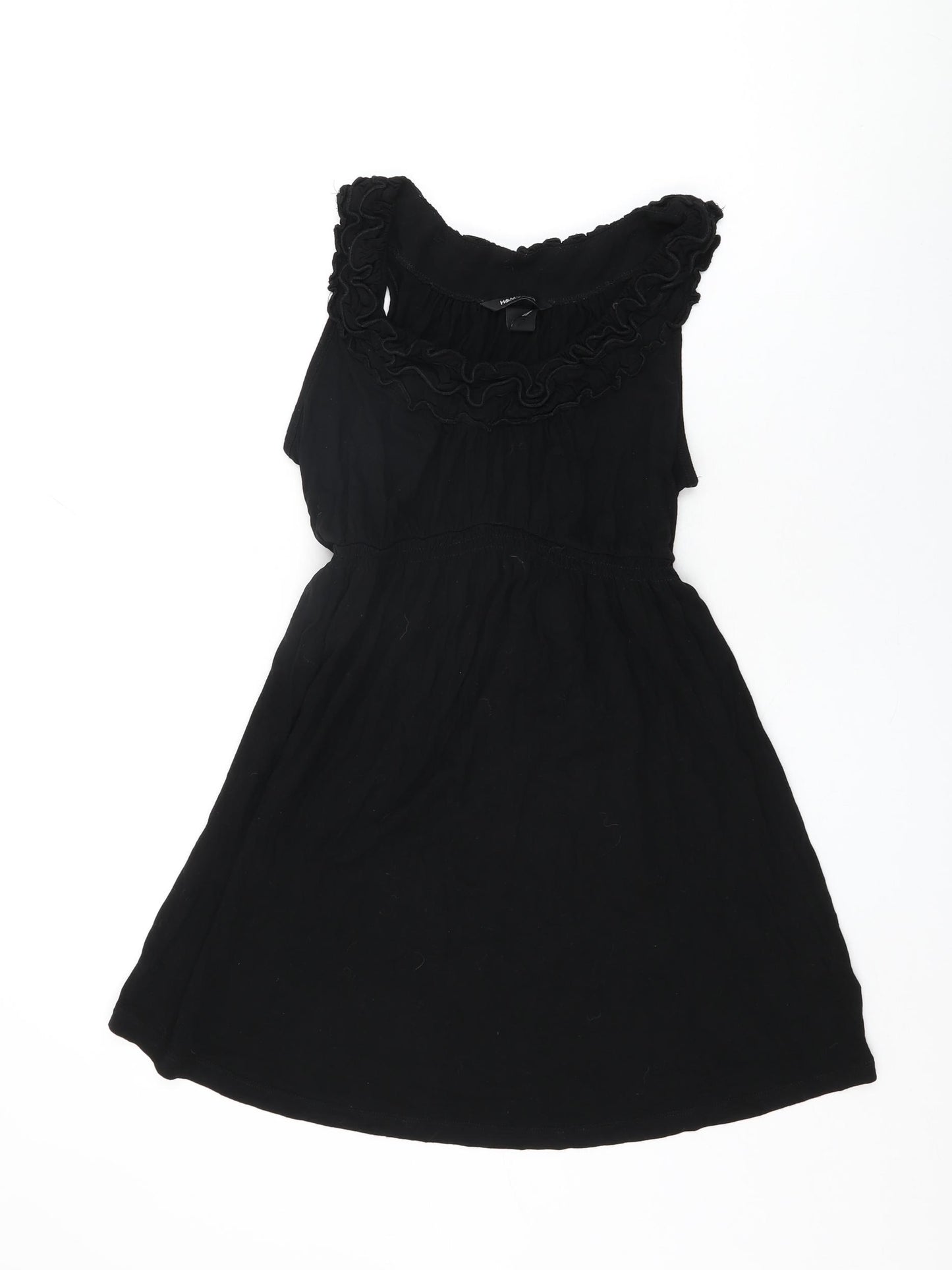 H&M Womens Black Viscose Basic T-Shirt Size M Scoop Neck