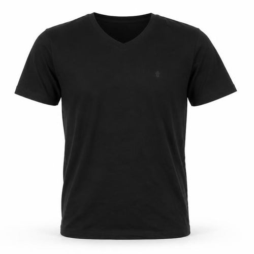 Criminal Mens Black Cotton T-Shirt Size M V-Neck
