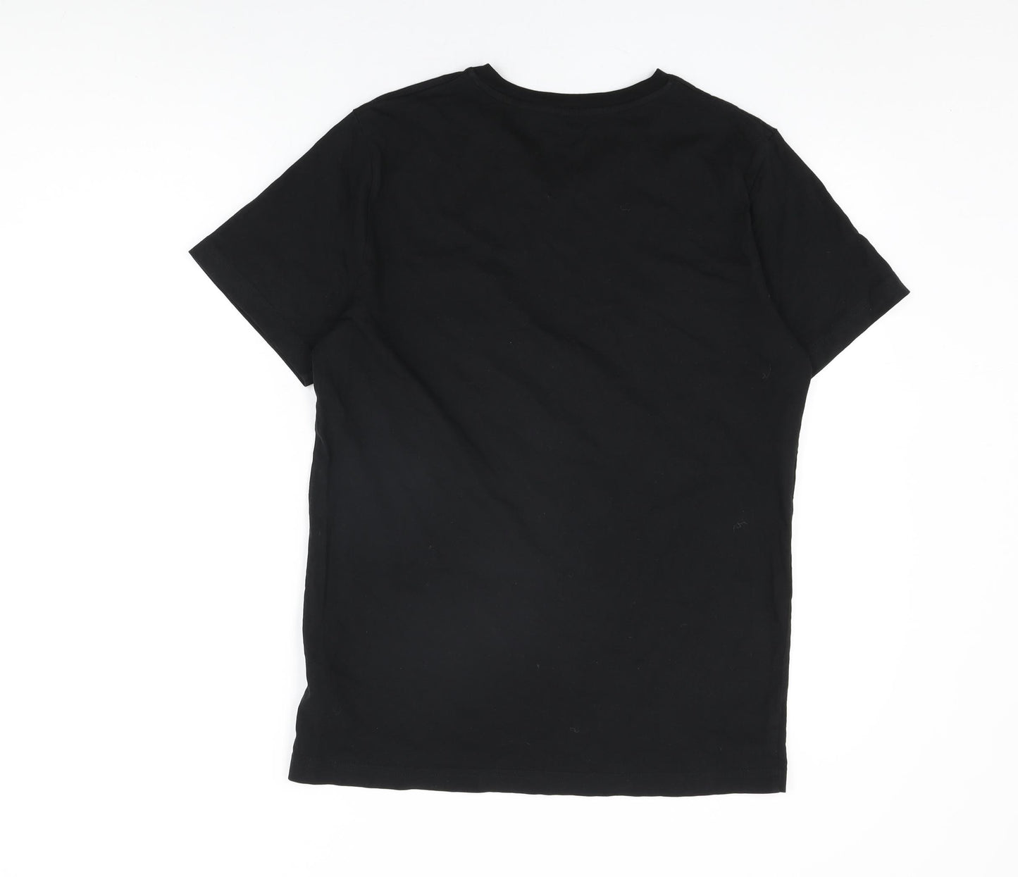 Criminal Mens Black Cotton T-Shirt Size M V-Neck