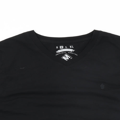 Criminal Mens Black Cotton T-Shirt Size M V-Neck