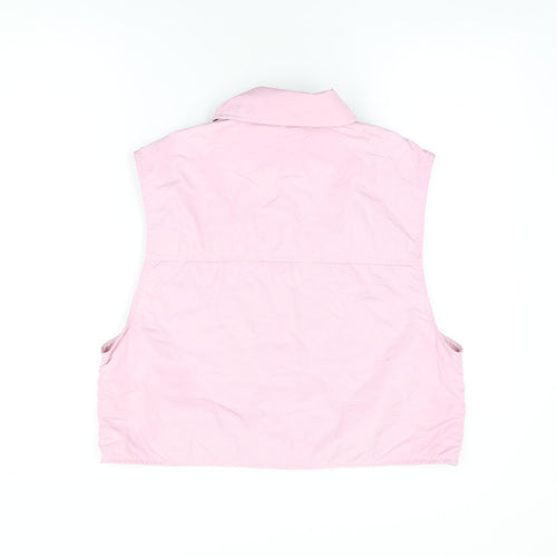 H&M Womens Pink Polyester Basic Button-Up Size S Collared