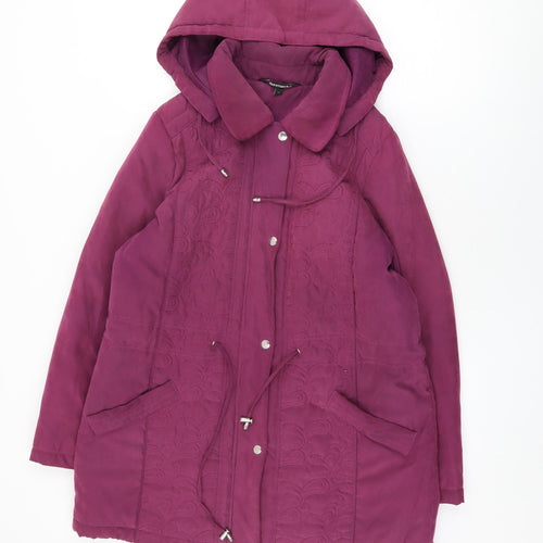 Bonmarché Womens Purple Geometric Overcoat Coat Size 14 Zip