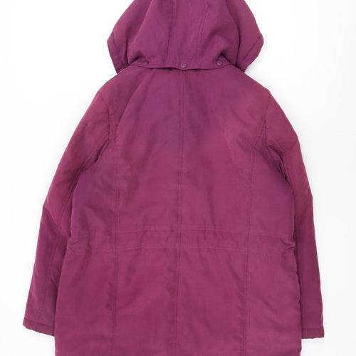 Bonmarché Womens Purple Geometric Overcoat Coat Size 14 Zip