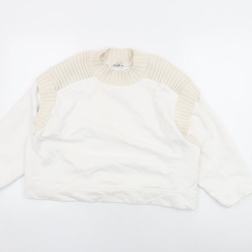 Zara Womens White Cotton Pullover Sweatshirt Size M Pullover