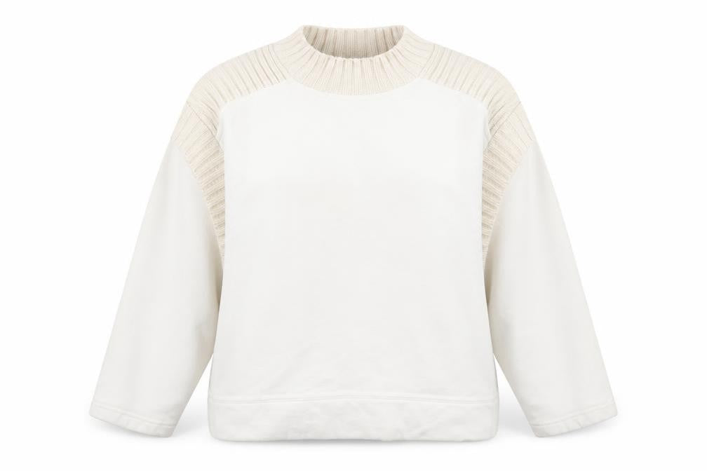Front view of Zara women’s white cotton pullover sweatshirt, size M, pullover