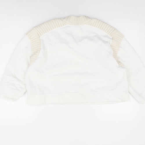 Zara Womens White Cotton Pullover Sweatshirt Size M Pullover