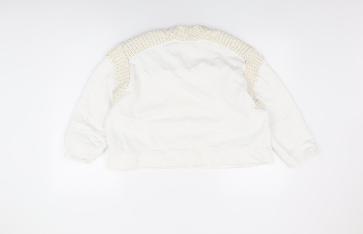 Zara Womens White Cotton Pullover Sweatshirt Size M Pullover