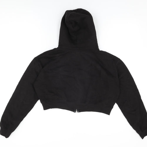 PRETTYLITTLETHING Womens Black Cotton Full Zip Hoodie Size M Zip