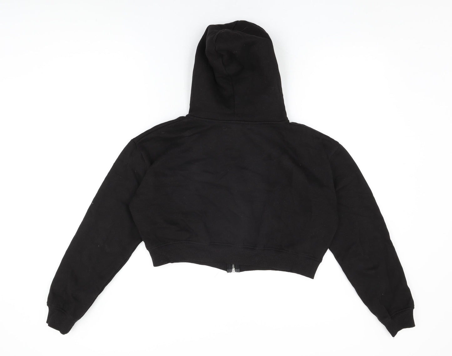 PRETTYLITTLETHING Womens Black Cotton Full Zip Hoodie Size M Zip