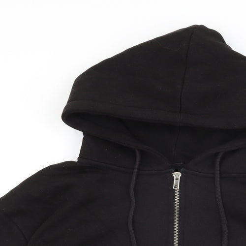 PRETTYLITTLETHING Womens Black Cotton Full Zip Hoodie Size M Zip