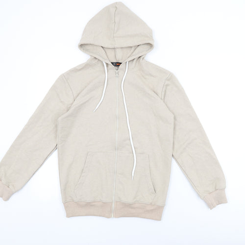 Miyalon Mens Beige Cotton Full Zip Hoodie Size S