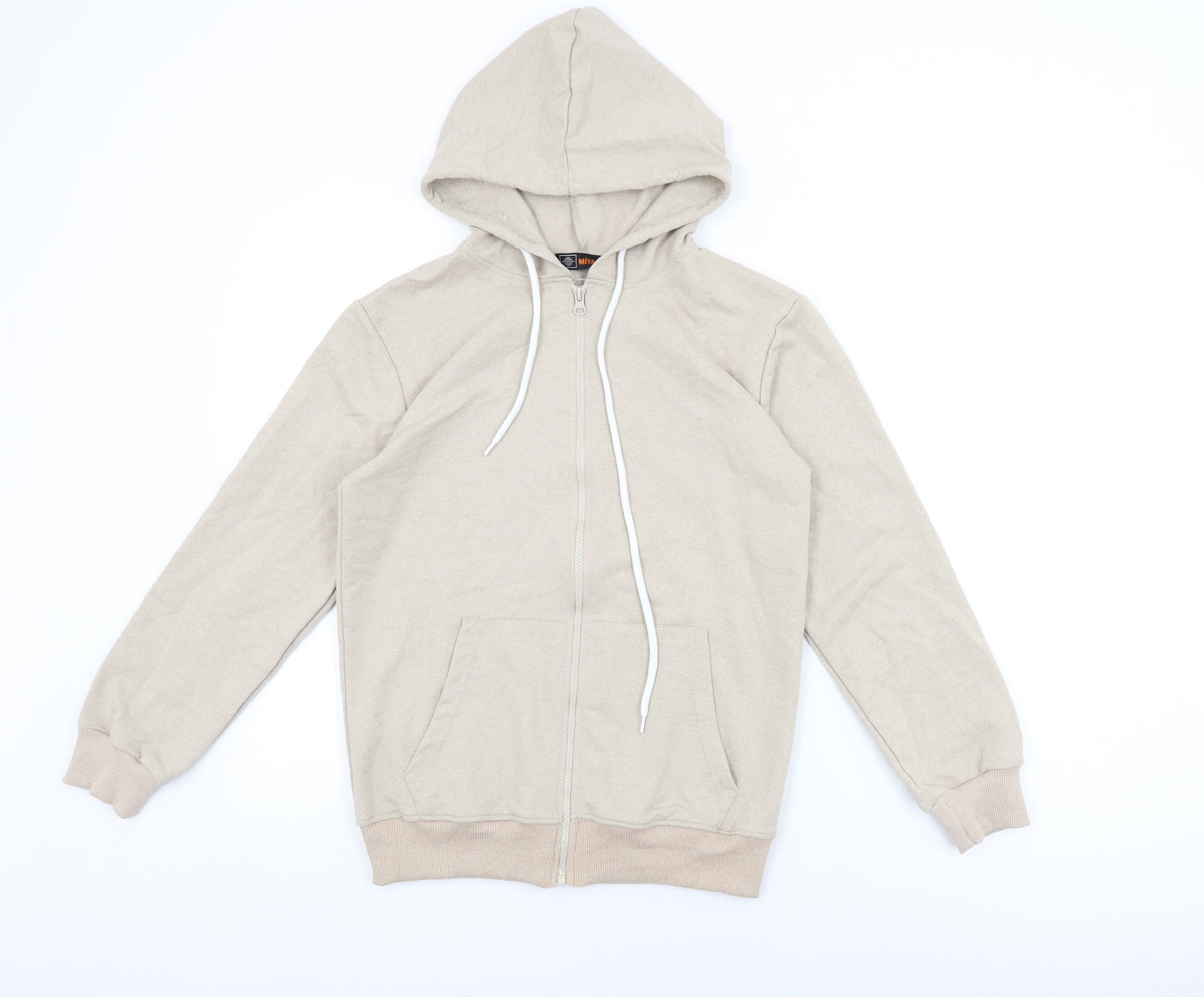 Miyalon Mens Beige Cotton Full Zip Hoodie Size S