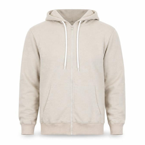 Miyalon Mens Beige Cotton Full Zip Hoodie Size S