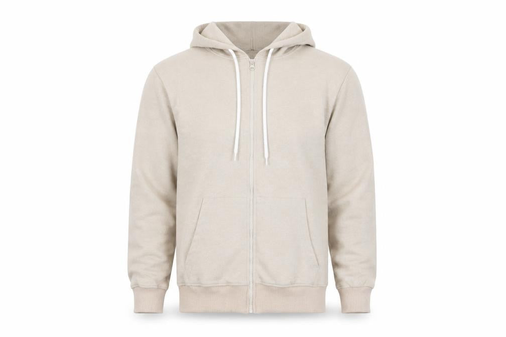 Miyalon Mens Beige Cotton Full Zip Hoodie Size S
