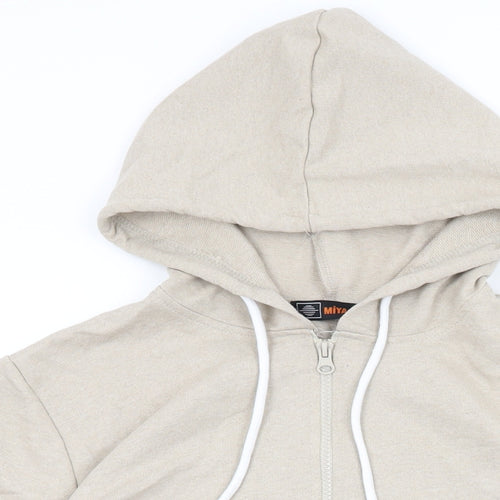 Miyalon Mens Beige Cotton Full Zip Hoodie Size S