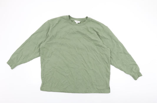 Marks and Spencer Mens Green Cotton Pullover Sweatshirt Size L