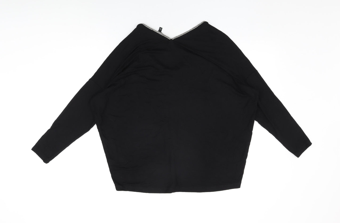 NEXT Womens Black Viscose Basic T-Shirt Size 6 V-Neck