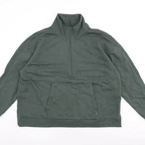 GOODMOVE Womens Green Cotton Pullover Sweatshirt Size 22 Zip