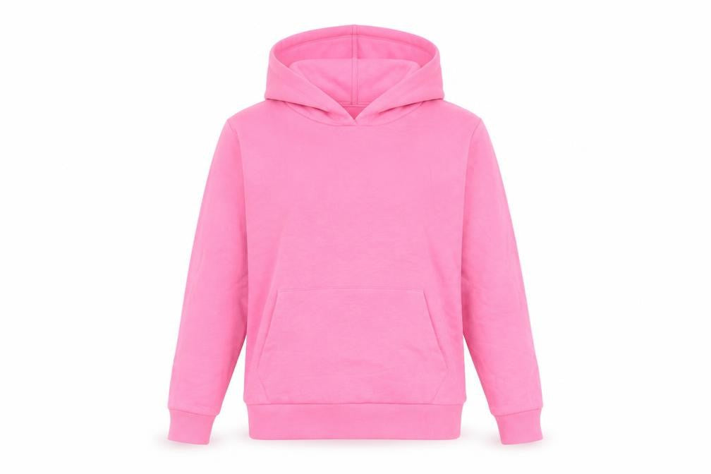 Front view of Marks & Spencer women’s pink cotton pullover hoodie, size XS, pullover
