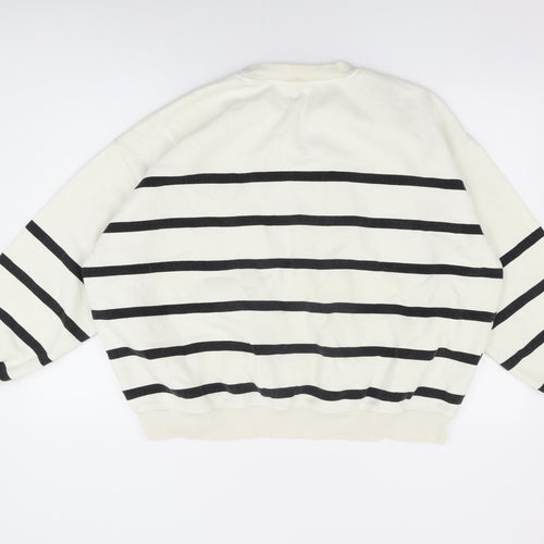 H&M Womens Ivory Striped Cotton Pullover Sweatshirt Size XL Pullover - Studio Serenity