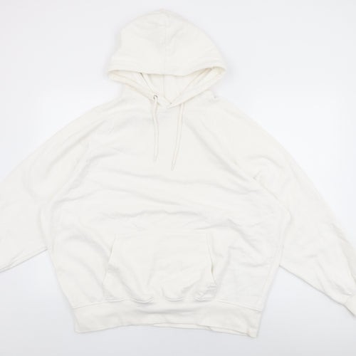 H&M Womens White Cotton Pullover Hoodie Size S Pullover