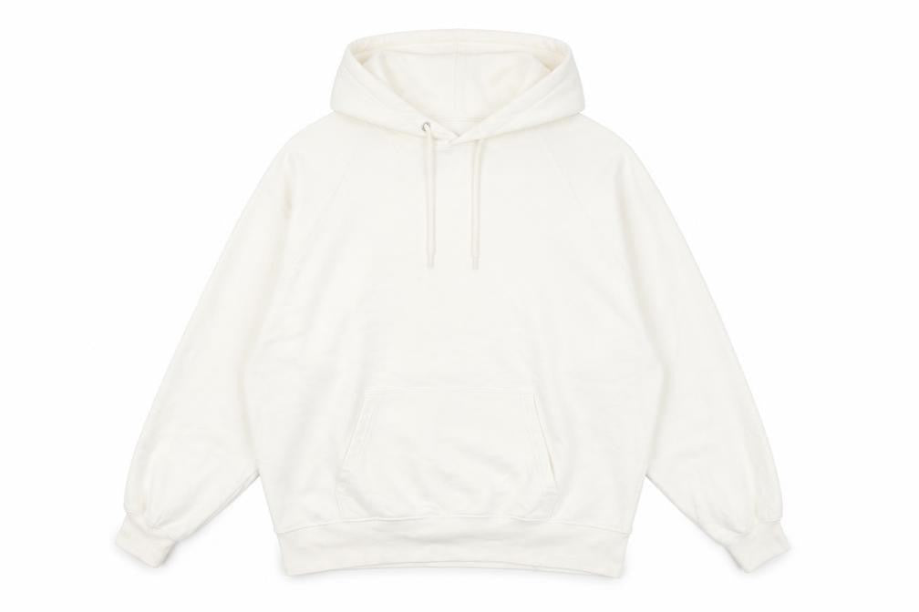 Front view of H&M women’s white cotton pullover hoodie, size S, pullover