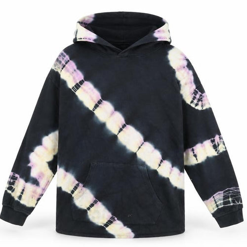H&M Girls Black Geometric Cotton Pullover Hoodie Size 10-11 Years Pullover - Tie Dye