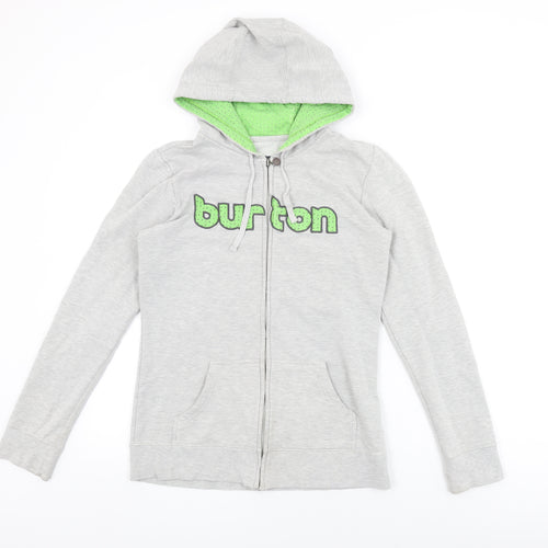 Burton Mens Grey Cotton Full Zip Hoodie Size M - Burton Logo