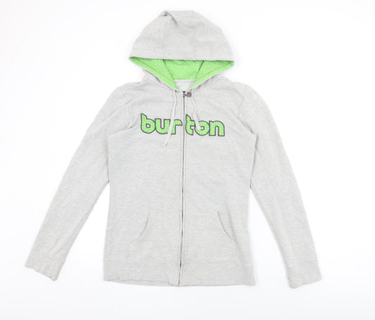 Burton Mens Grey Cotton Full Zip Hoodie Size M - Burton Logo