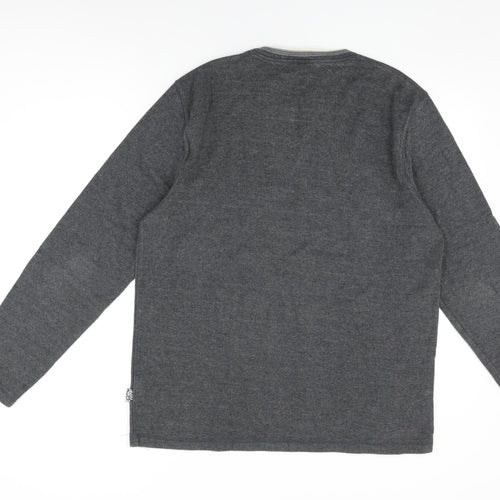 NEXT Mens Grey Cotton T-Shirt Size L V-Neck