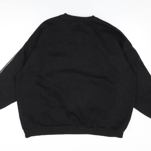 Boohoo Womens Black Cotton Pullover Sweatshirt Size L Pullover