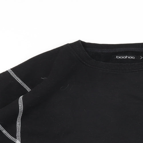Boohoo Womens Black Cotton Pullover Sweatshirt Size L Pullover