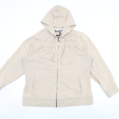 BM Collection Womens Beige Cotton Full Zip Hoodie Size M Zip
