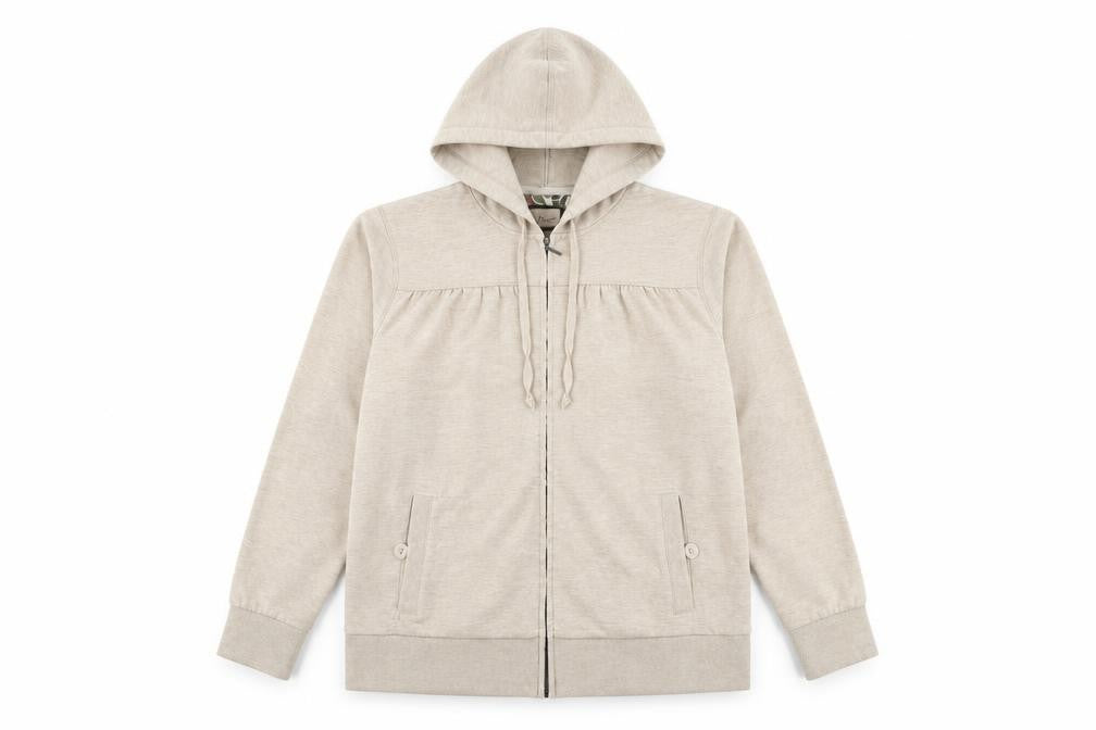 BM Collection Womens Beige Cotton Full Zip Hoodie Size M Zip