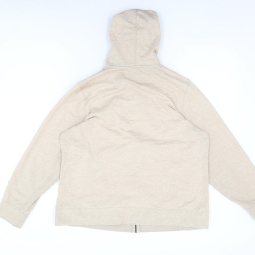 BM Collection Womens Beige Cotton Full Zip Hoodie Size M Zip