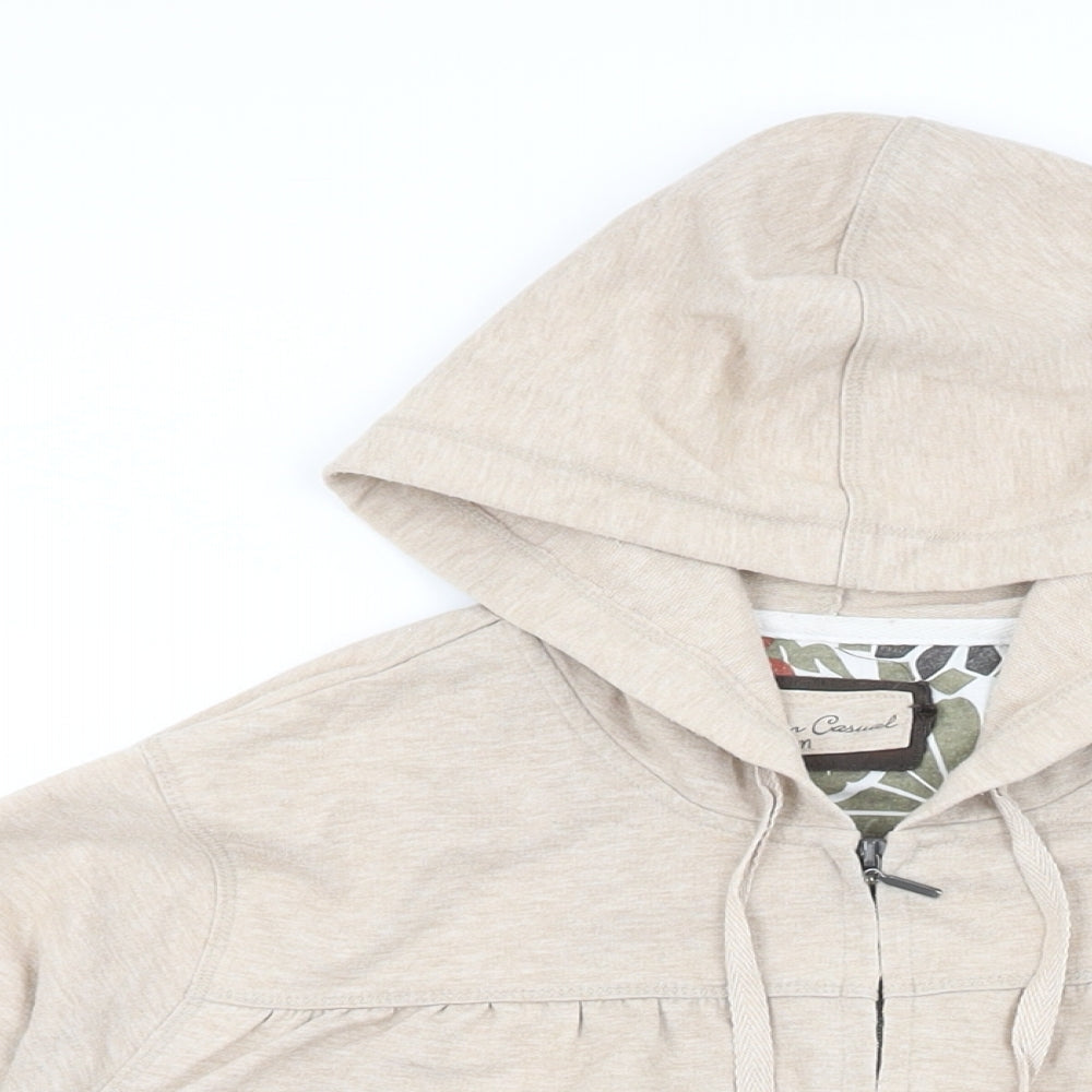 BM Collection Womens Beige Cotton Full Zip Hoodie Size M Zip
